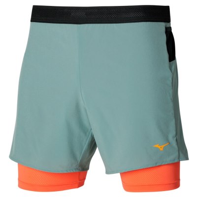 Pantalones Cortos Mizuno ER 5.5 2IN1 Hombre - Turquesa Claro / Naranjas - Chile M568RJAWIF